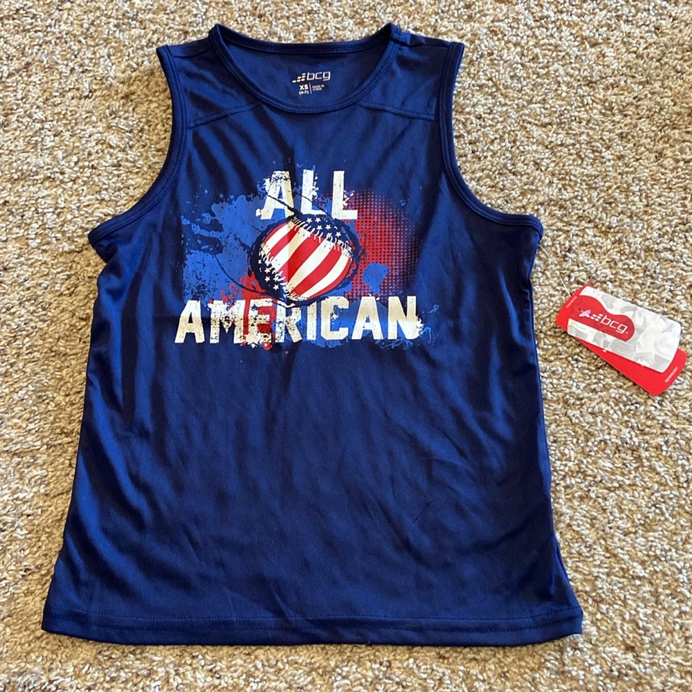 BCG boys size XS sleeveless baseball shirt